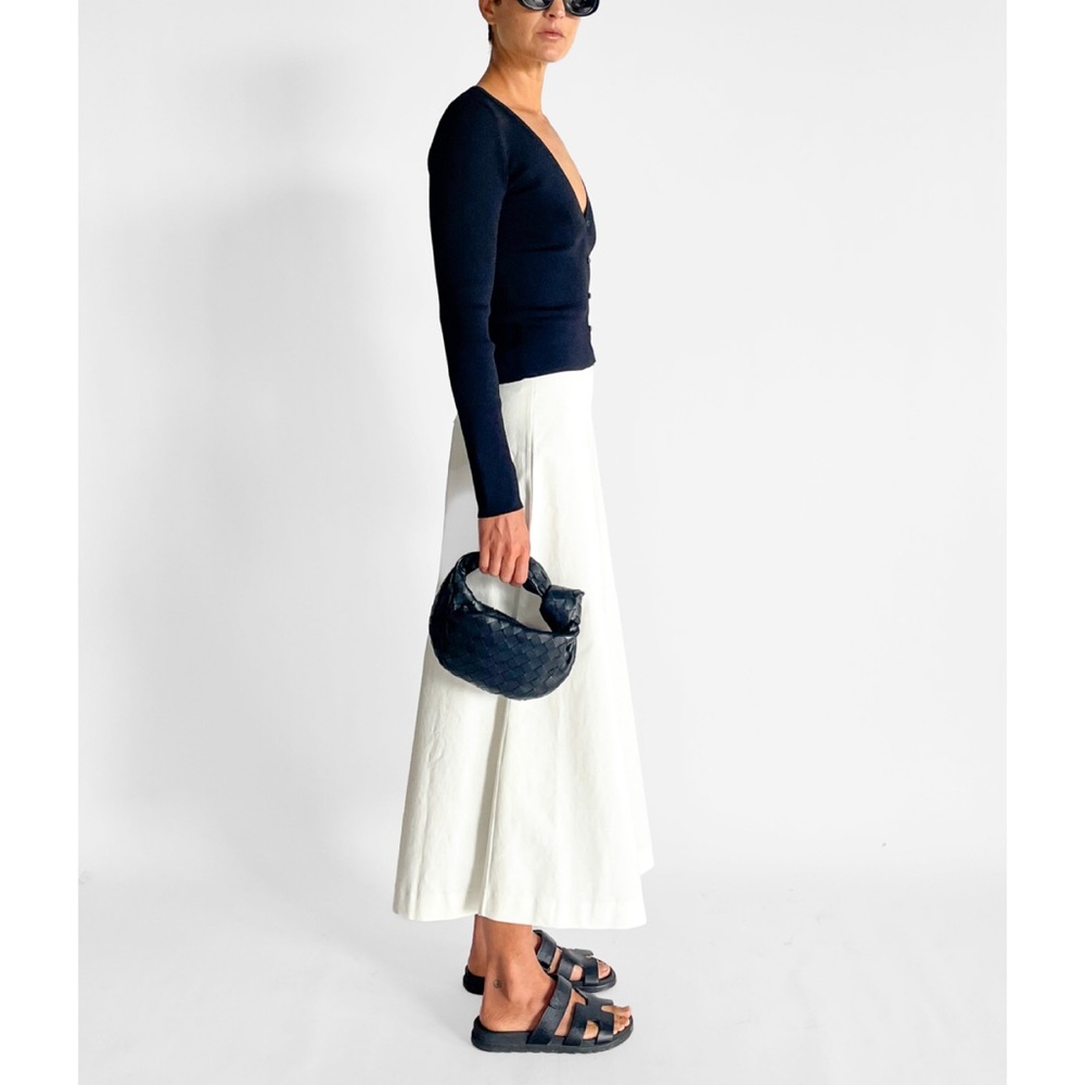 NWT MATTEAU Organic Cotton-Blend Twill Maxi Skirt Off-White | Size 2 (US 4)